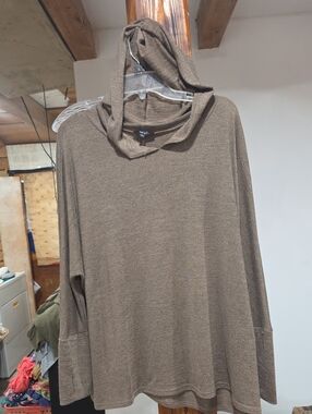 Very J Brown Hooded Long-Sleeve Top